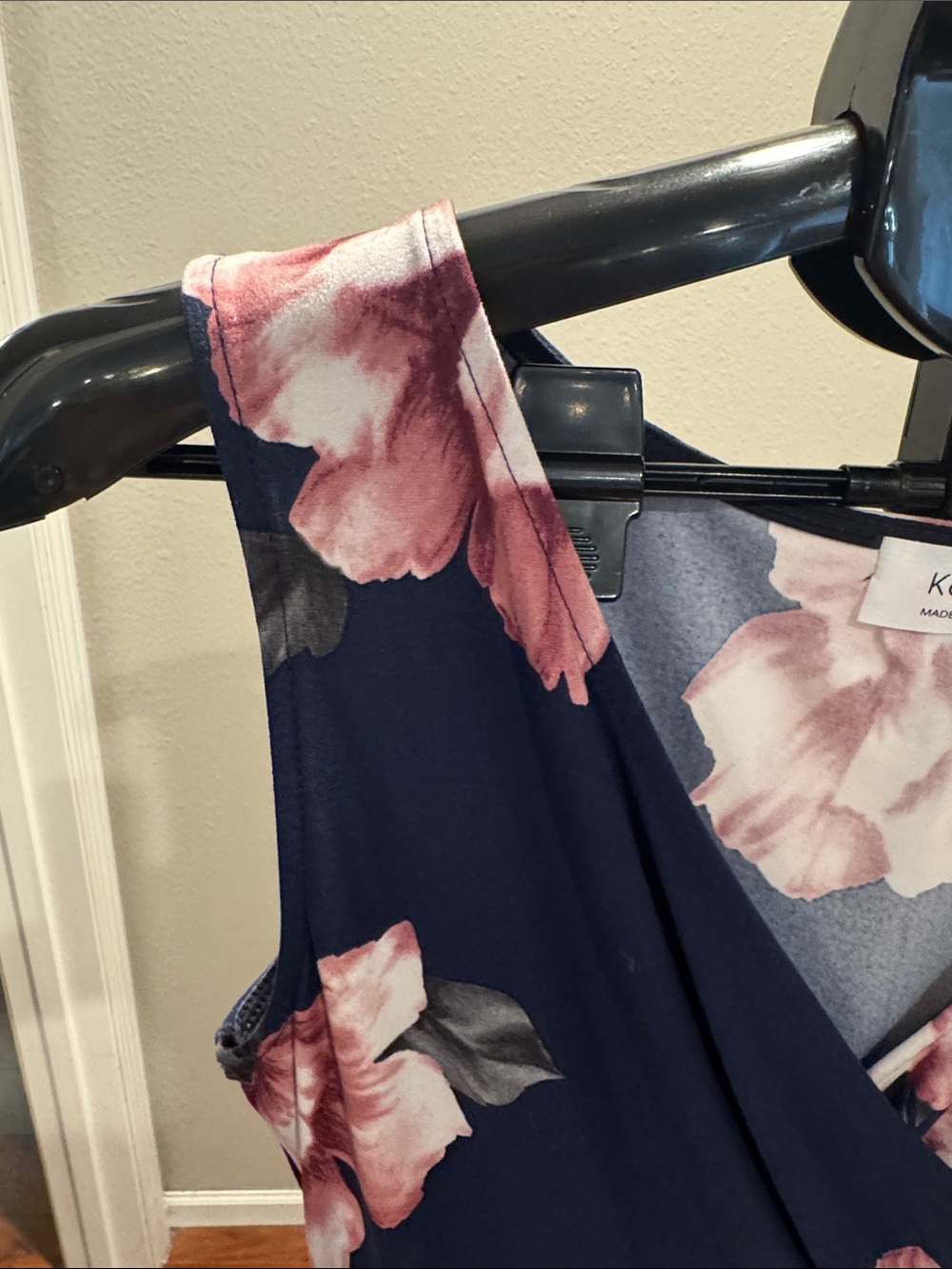 Kaileigh Navy Midi Dress with Pink Floral Print - Picture 2 of 9